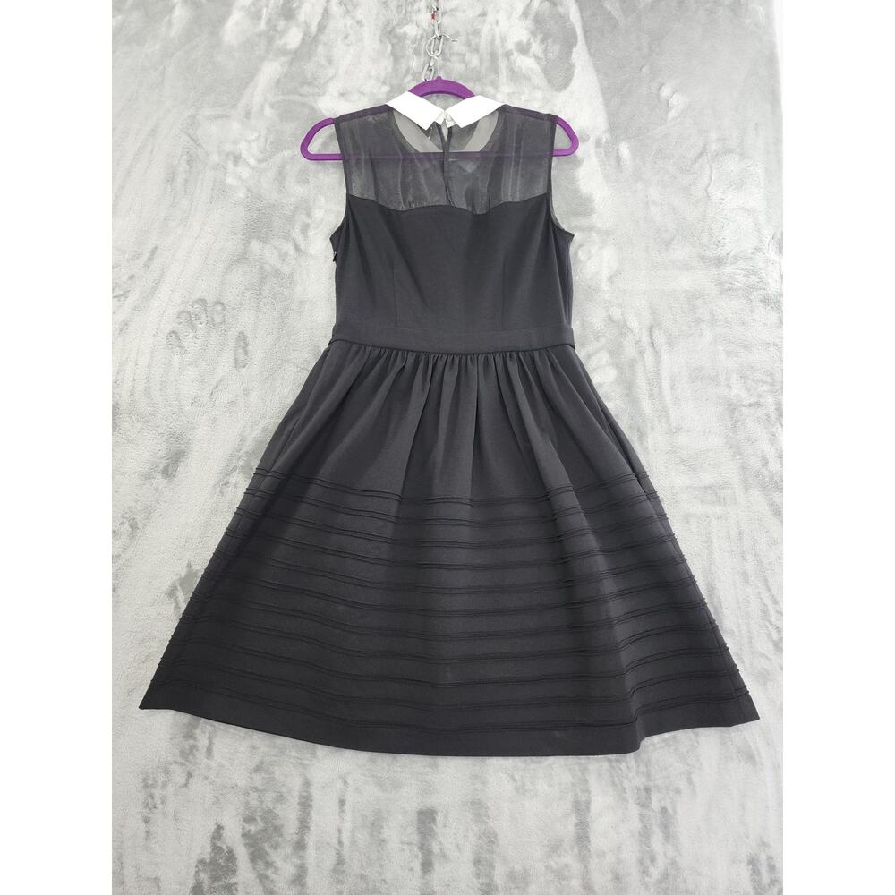 Betsey Johnson Sleeveless Collared Sheer‎ Midi Dress Size 10 Black White Party - Picture 3 of 10